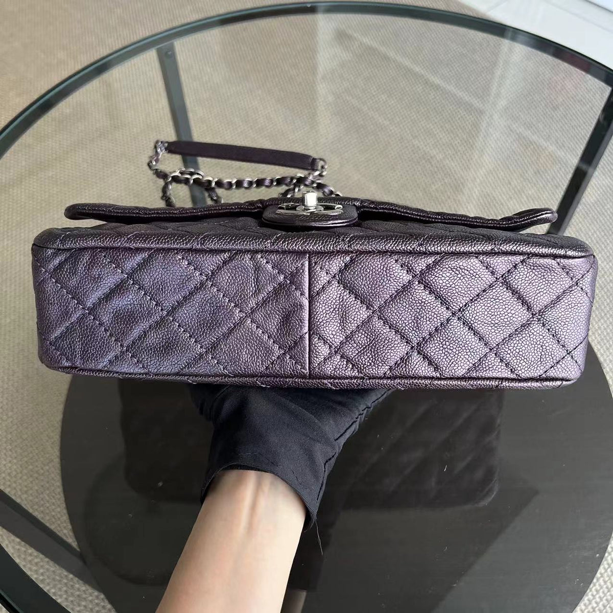 Caviar Easy Flap Jumbo 30CM Quilted Calfskin Purple RSHW No 16