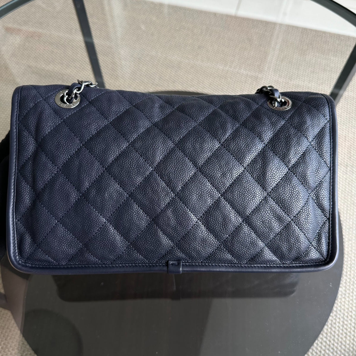 Caviar French Riviera Seasonal Flap Quilted Calfskin Dark Blue SHW No 19