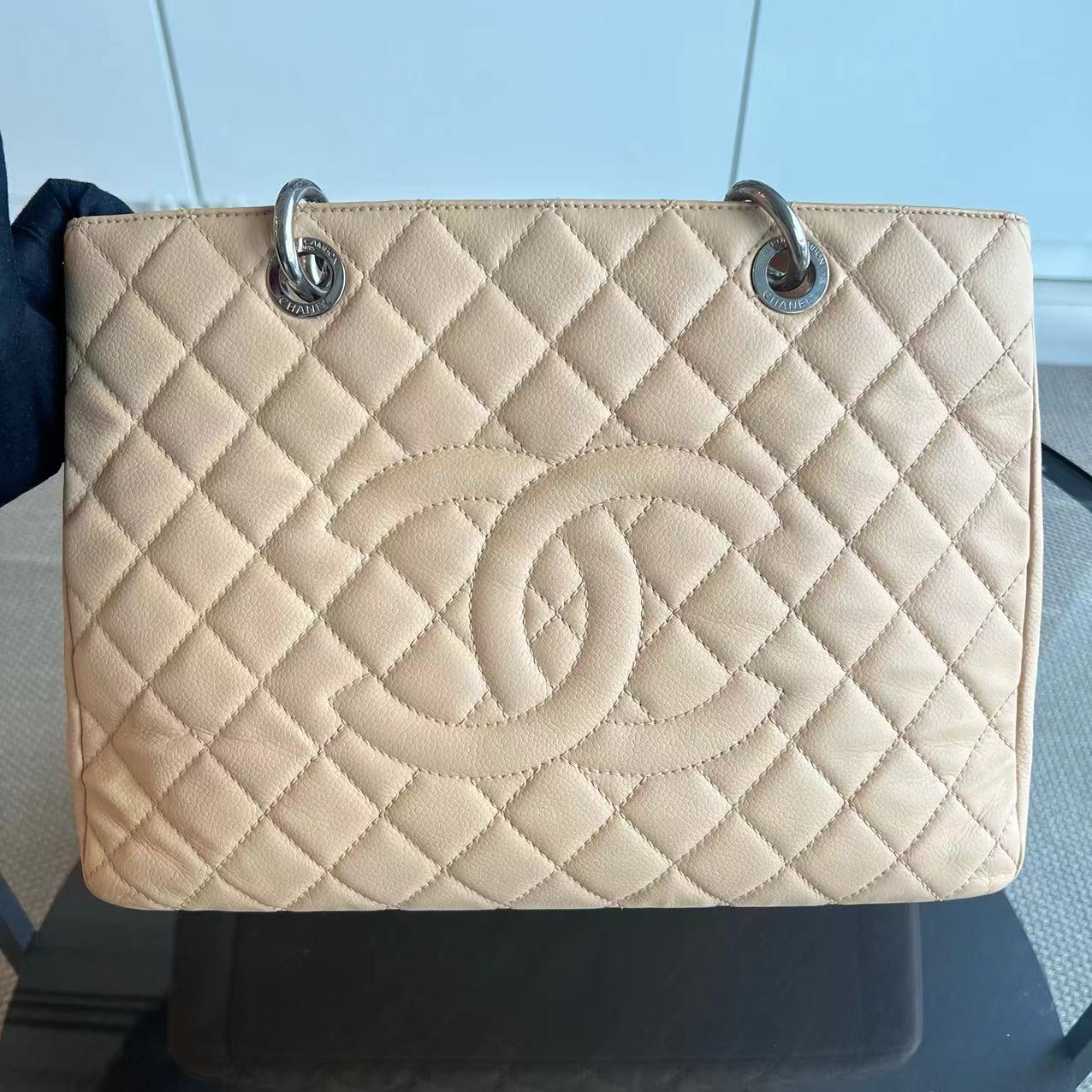 Caviar GST Grand Shopping Tote Quilted Calfskin Beige SHW No 15