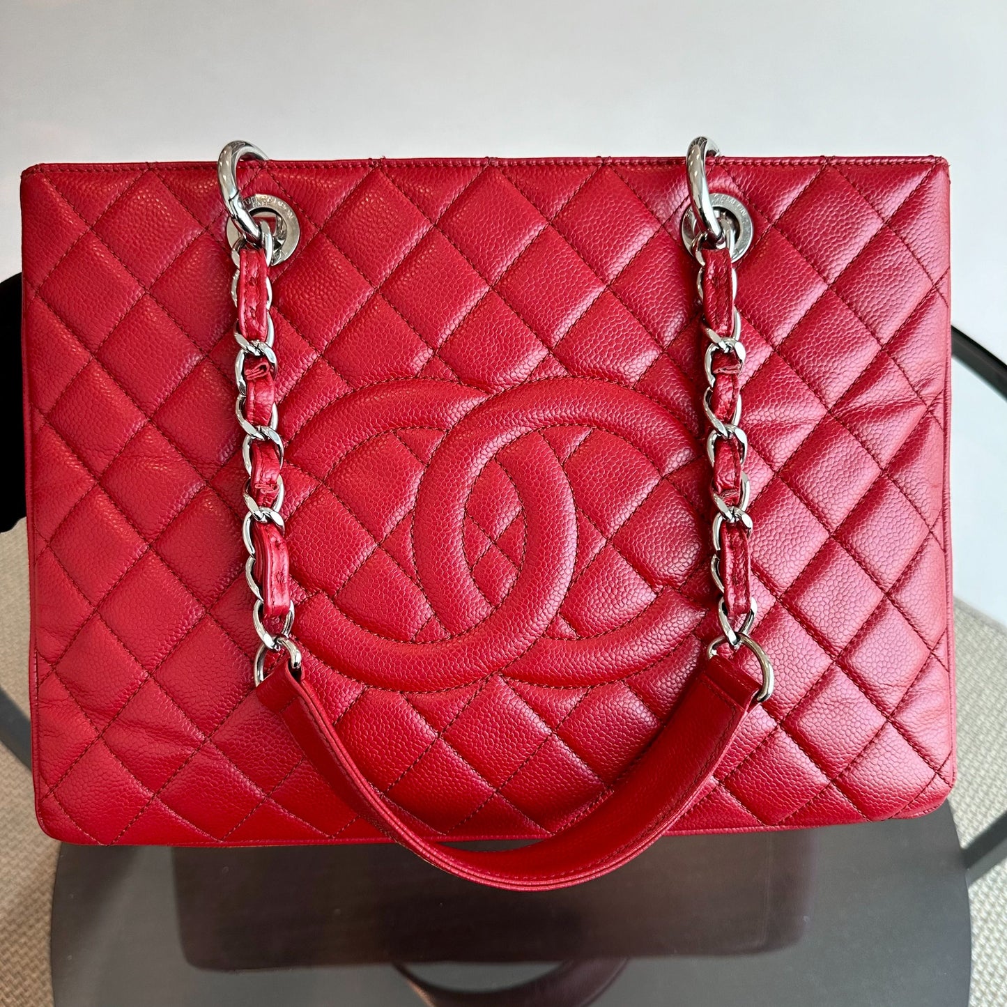 Caviar GST Grand Shopping Tote Quilted Calfskin Dark Red Burgundy No 17