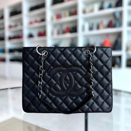 Caviar GST Grand Shopping Tote Quilted Grained Calfskin Silver Hardware Series 13
