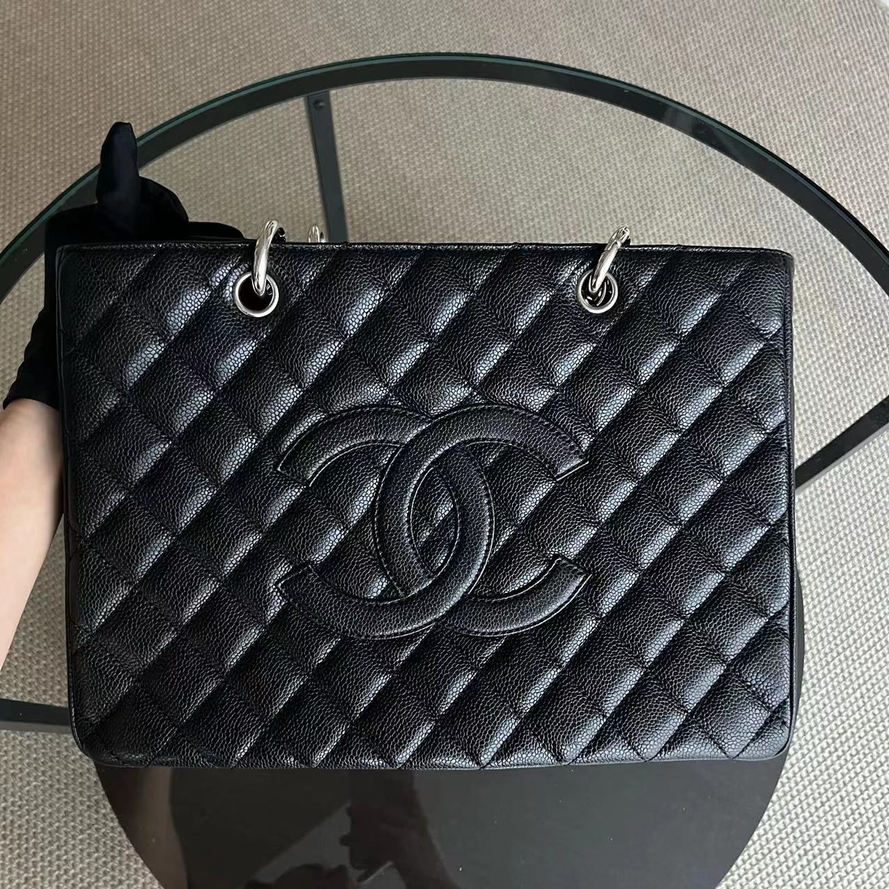 Caviar GST Grand Shopping Tote Quilted Grained Calfskin Silver Hardware Series 13