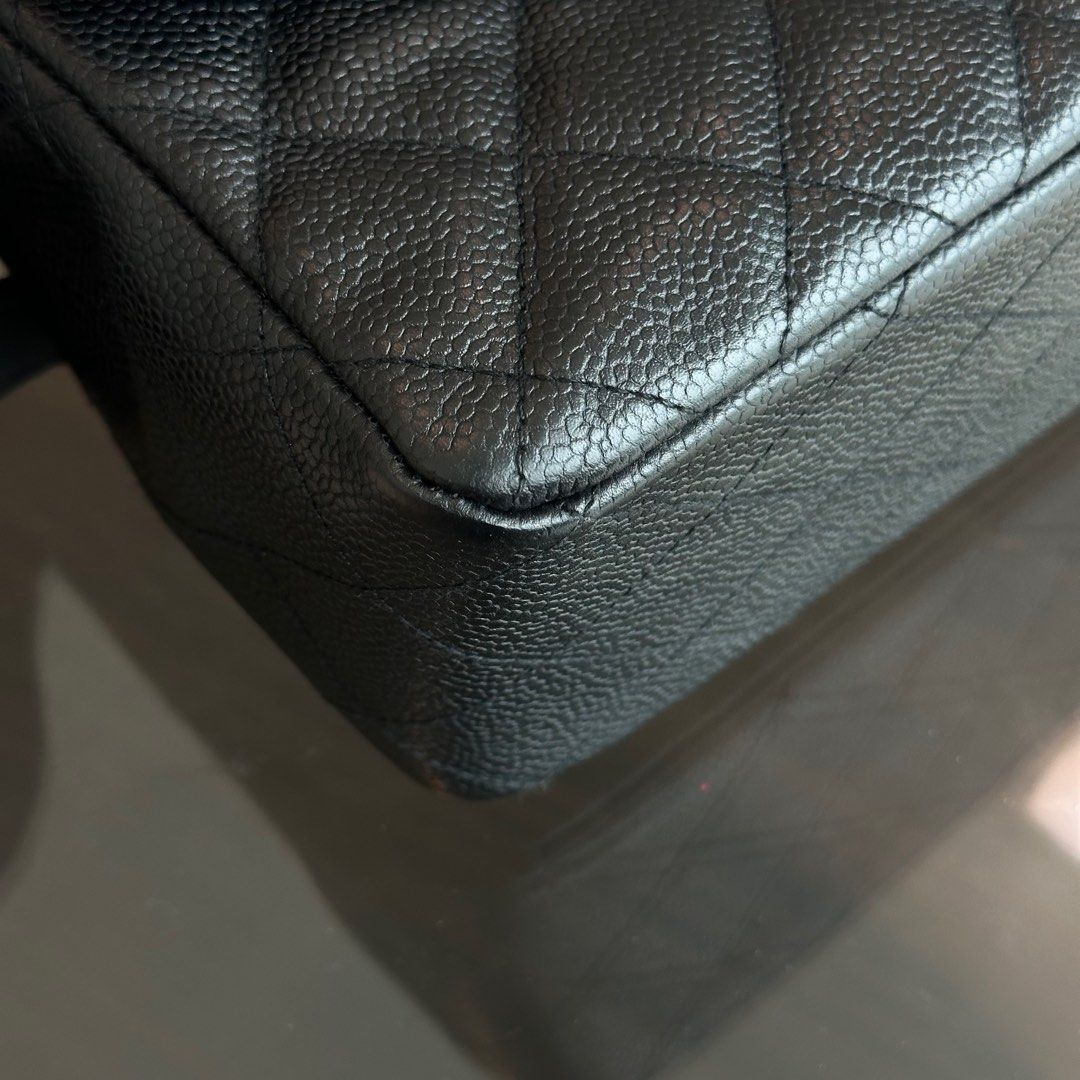Caviar Jumbo Classic Flap Quilted Grained Calfskin Black SHW No 12
