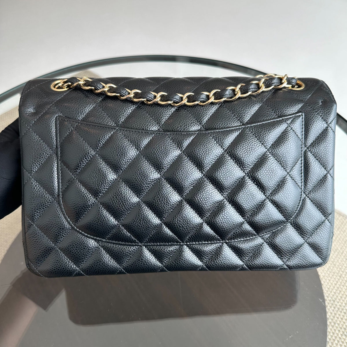 Caviar Jumbo Double Classic Flap Quilted Black GHW No 25