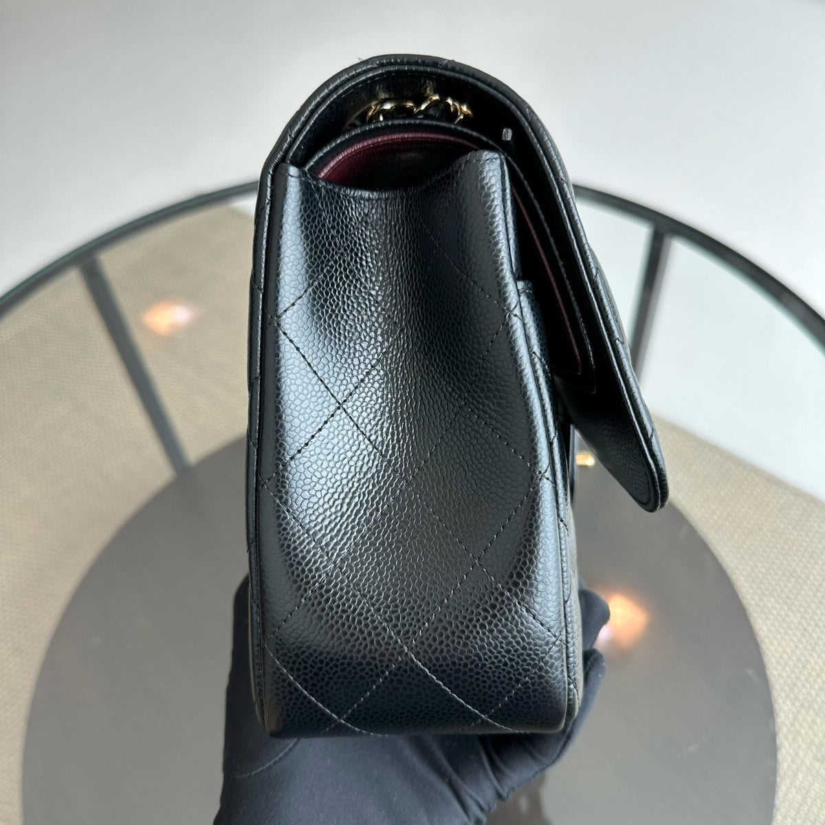 Caviar Jumbo Double Classic Flap Quilted Black GHW No 25