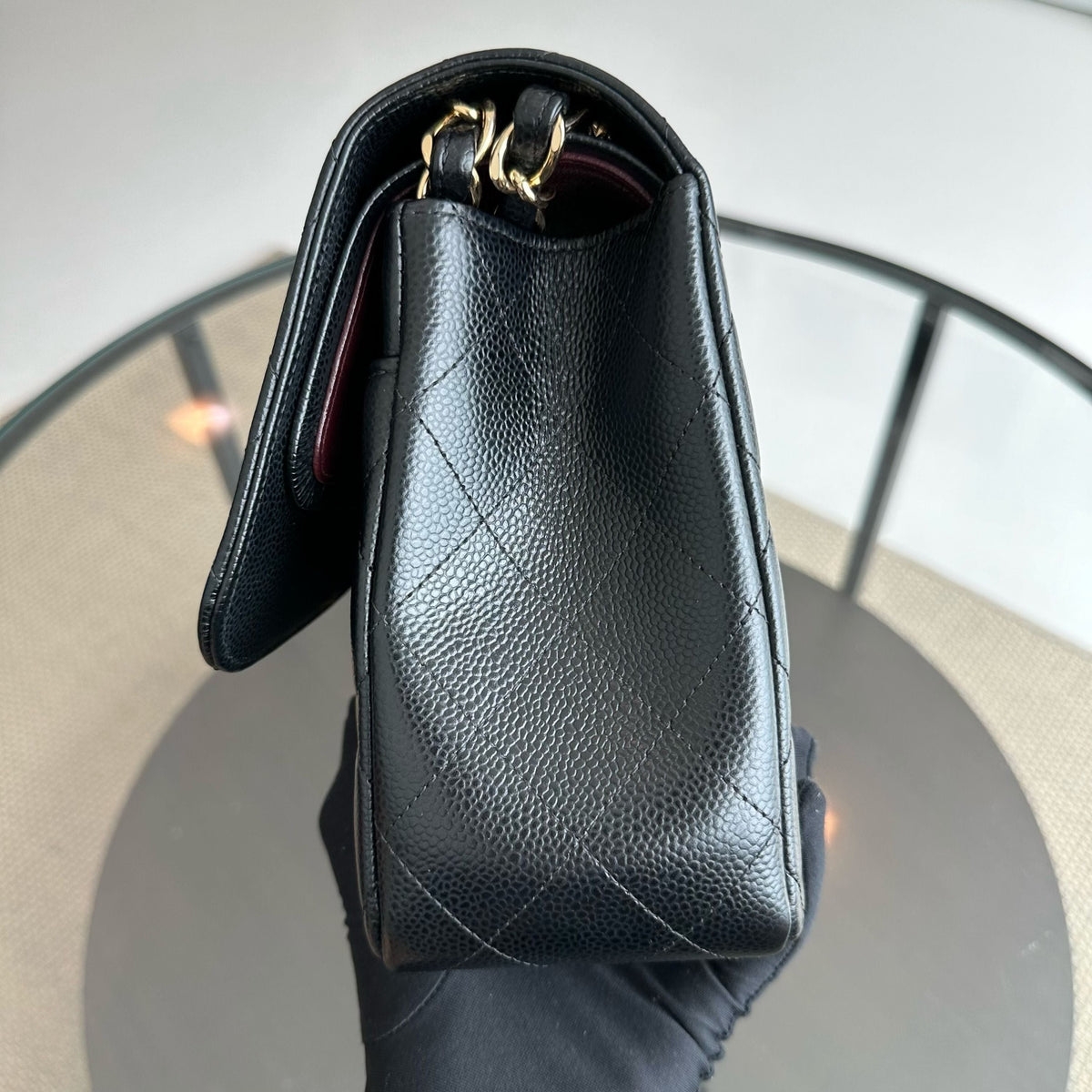Caviar Jumbo Double Classic Flap Quilted Black GHW No 25