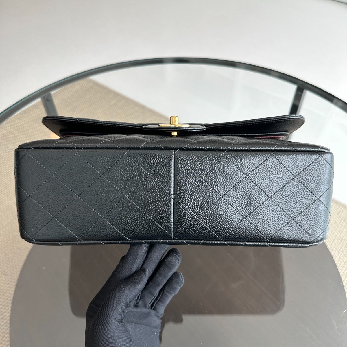 Caviar Jumbo Double Classic Flap Quilted Black GHW No 25
