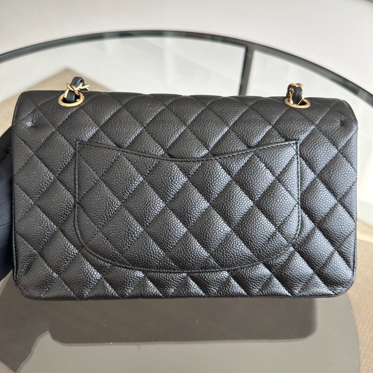 Caviar Double Flap Black GHW No 13