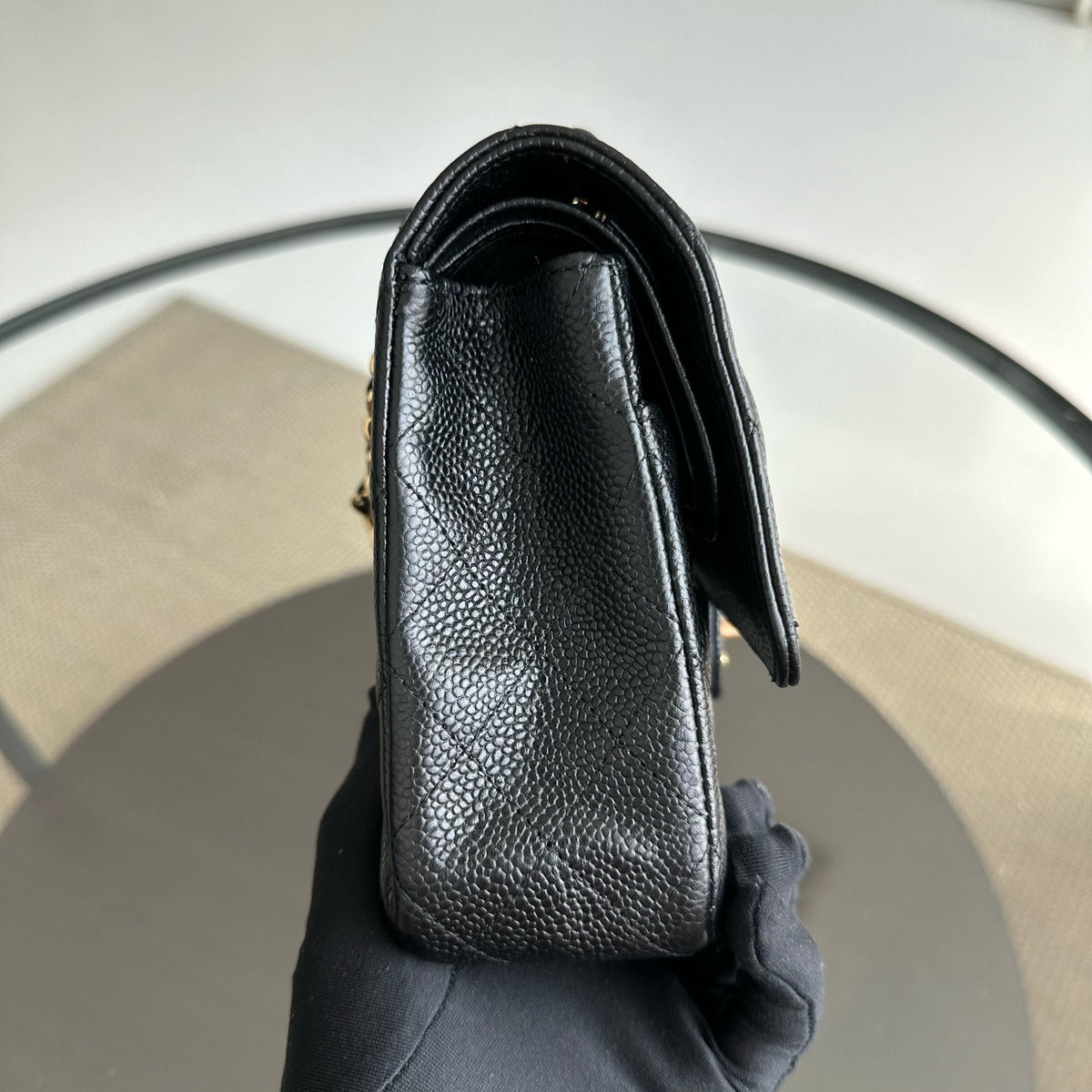 Caviar Double Flap Black GHW No 13
