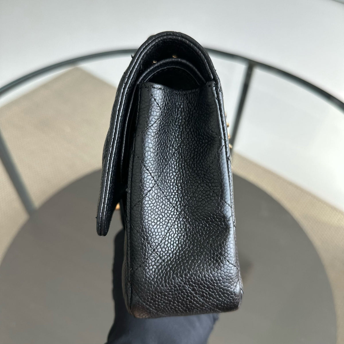 Caviar Double Flap Black GHW No 13