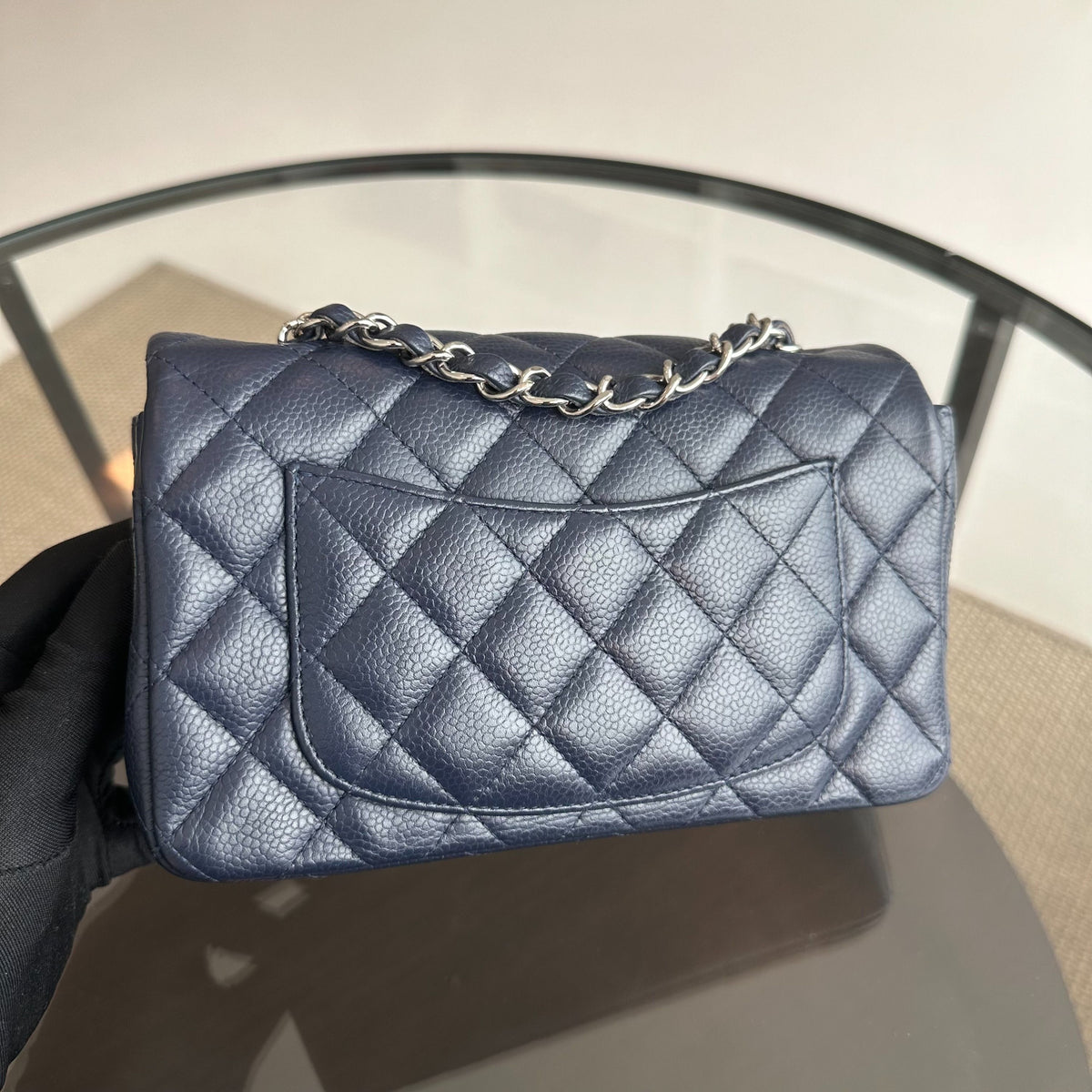 Caviar Mini Rectangular Classic Flap Mini Dark Blue No 18