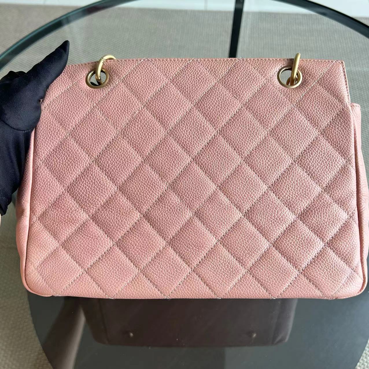 Caviar PTT Petite Timeless Tote Quilted Grained Calfskin Sakura Pink Golden Hardware Series 6