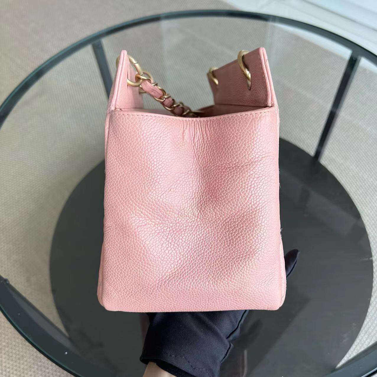 Caviar PTT Petite Timeless Tote Quilted Grained Calfskin Sakura Pink Golden Hardware Series 6