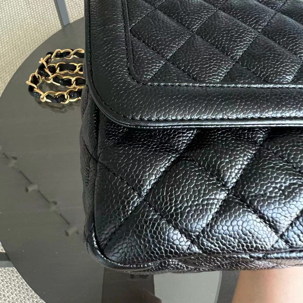 Caviar Seasonal Flap Two Tone Quilted Grained Calfskin Golden Hardware Series 21