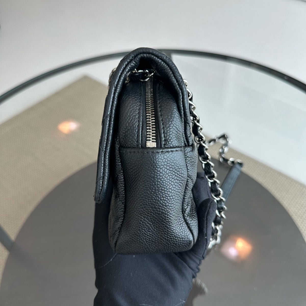Chanel Seasonal Flap - Zip Around Caviar Quilted Black Silver Hardware Series 17