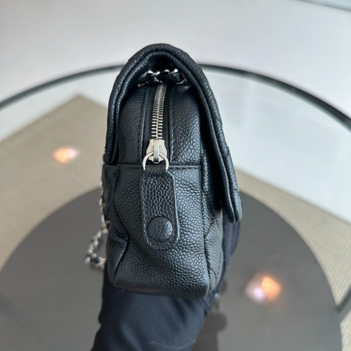 Chanel Seasonal Flap - Zip Around Caviar Quilted Black Silver Hardware Series 17