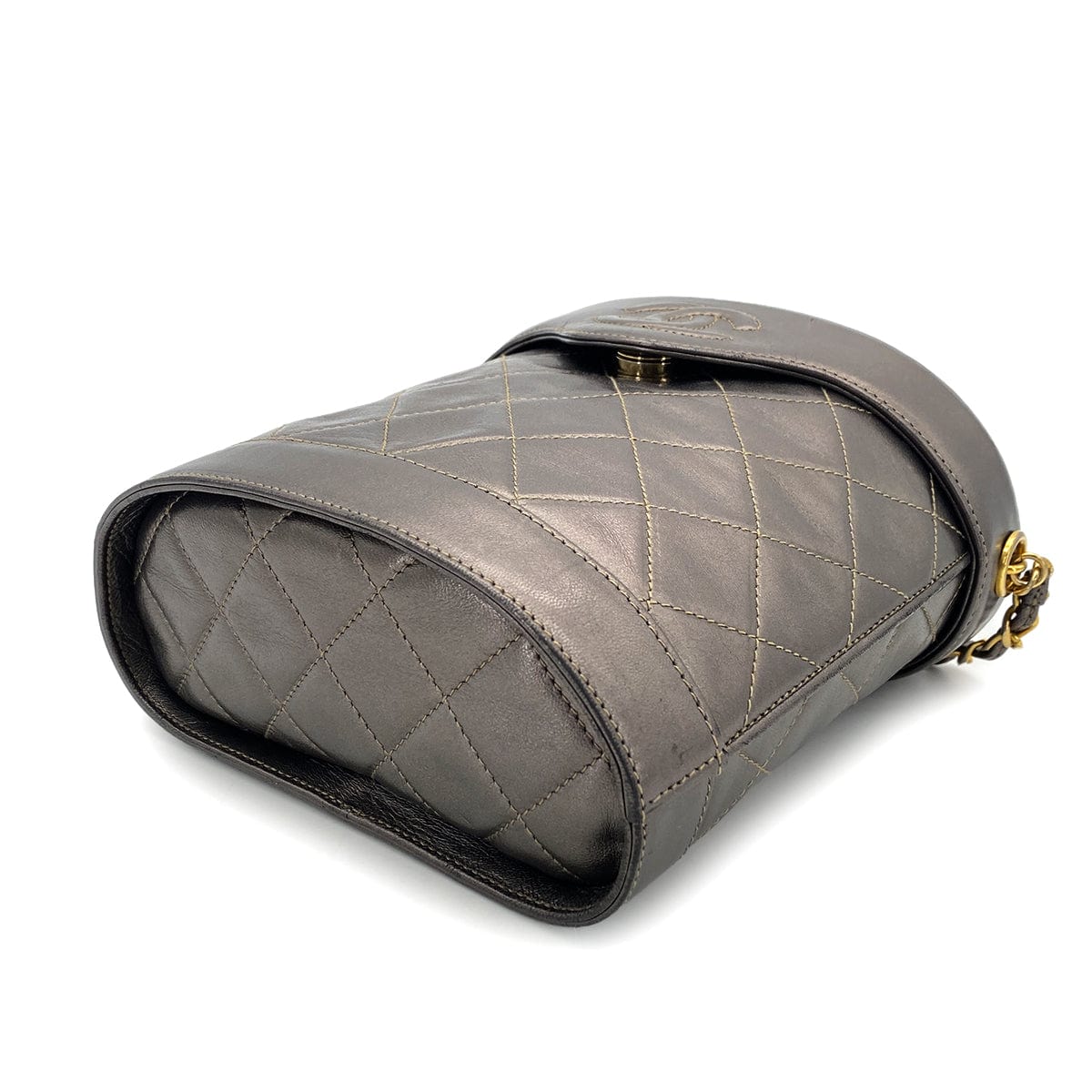 CHANEL VINTAGE MATELASSE FRINGE SHOULDER BAG GRAY LAMB SKIN 90270885