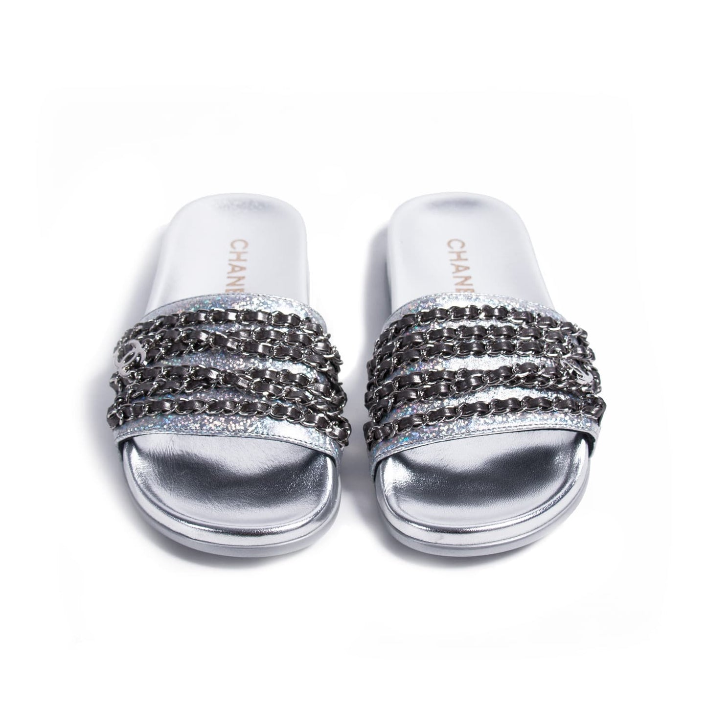 Chanel Chain-Link Slide Sandals