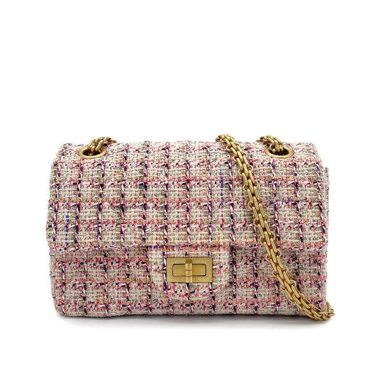 CHANEL 2.55 CHAIN SHOULDER BAG MULTICOLOR TWEED 90264534
