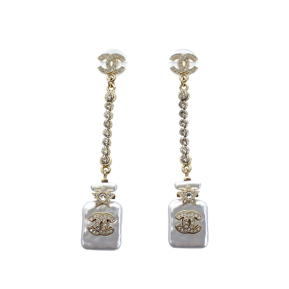 CHANEL EARRINGS PERFUME BOTTLE MOTIF RHINESTONE ACCESSORY B23S 90265334
