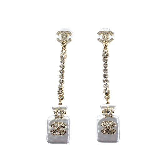 CHANEL EARRINGS PERFUME BOTTLE MOTIF RHINESTONE ACCESSORY B23S 90265334
