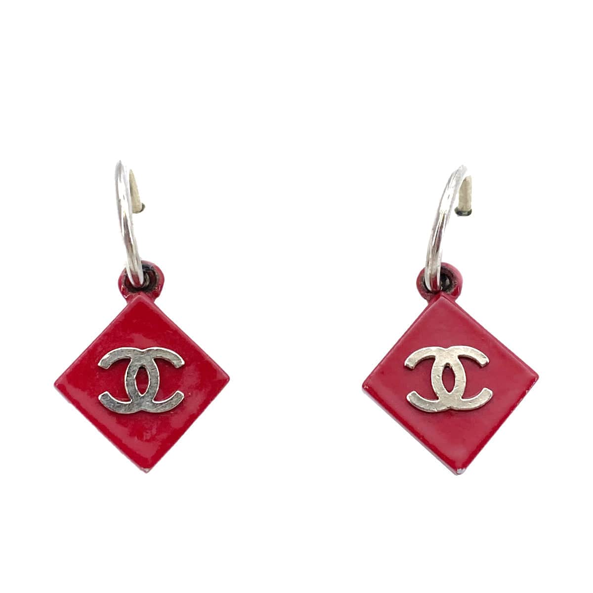 CHANEL EARRINGS SQUARE COCOMARK DEEP RED ACCESSORY 04P 90261185
