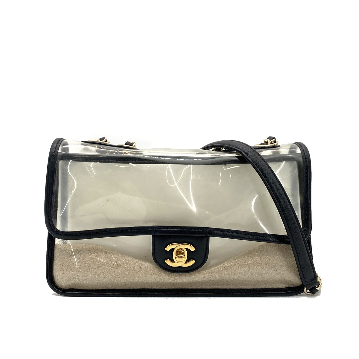 CHANEL ENAMEL WITH SAND CLEAR SHOLDER BAG 90260509