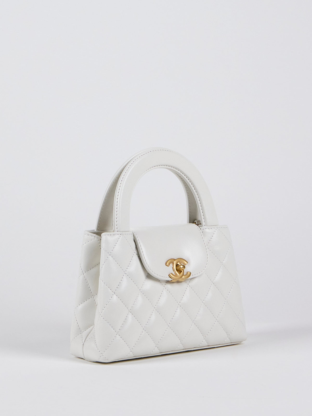 CHANEL SMALL "KELLY" BAG WHITE with Gold-Tone Hardware