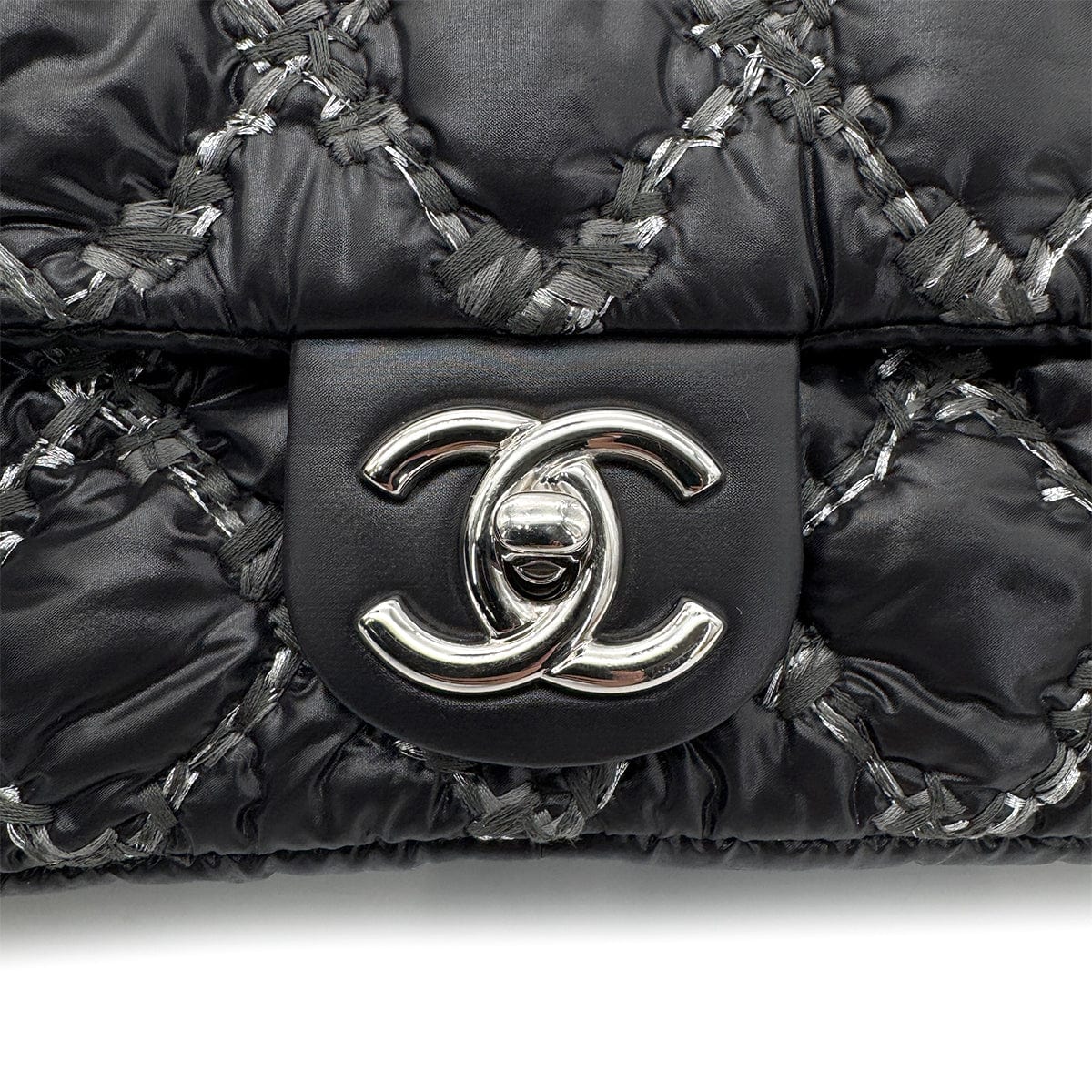 CHANEL PARIS-BYZANCE CHAIN SHOULDER BAG BLACK NYLON 90269255