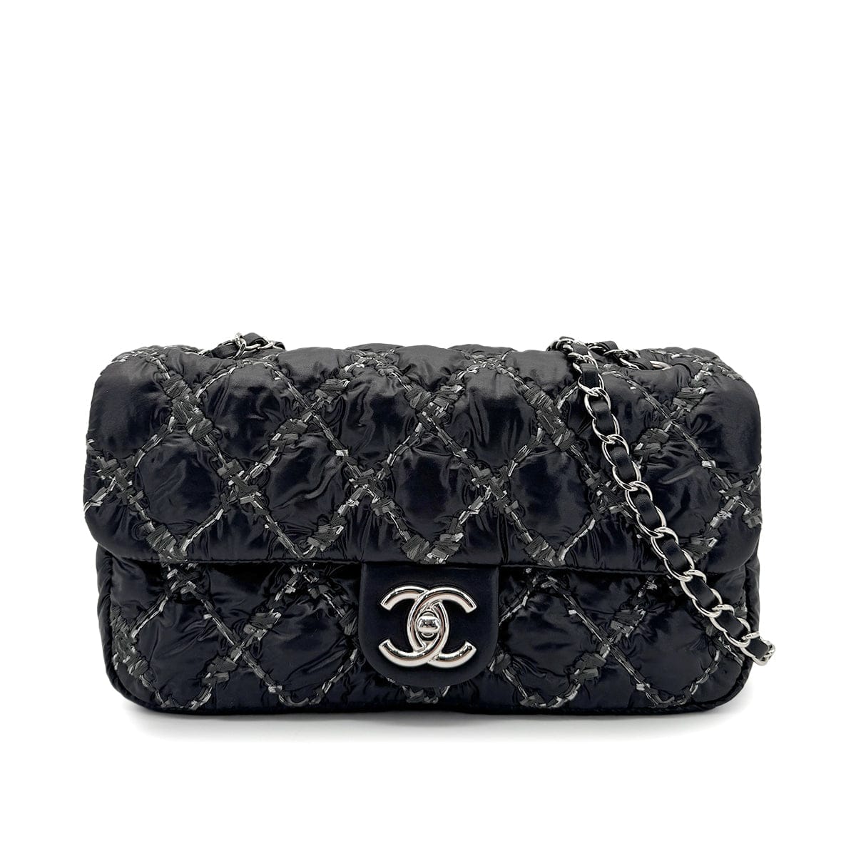 CHANEL PARIS-BYZANCE CHAIN SHOULDER BAG BLACK NYLON 90269255