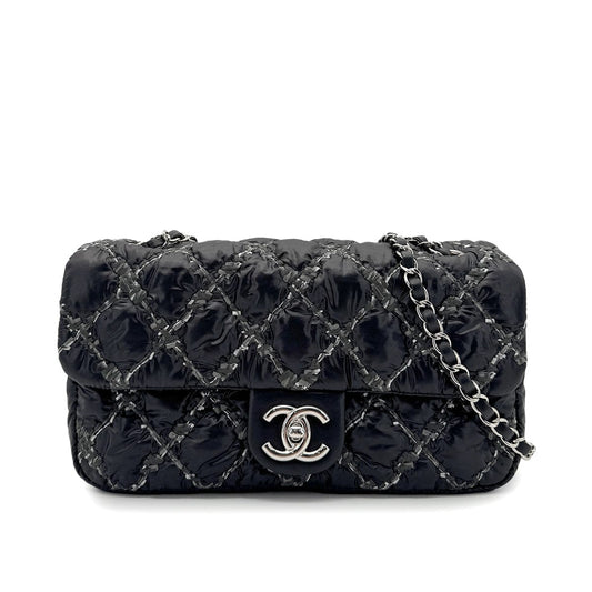 CHANEL PARIS-BYZANCE CHAIN SHOULDER BAG BLACK NYLON 90269255