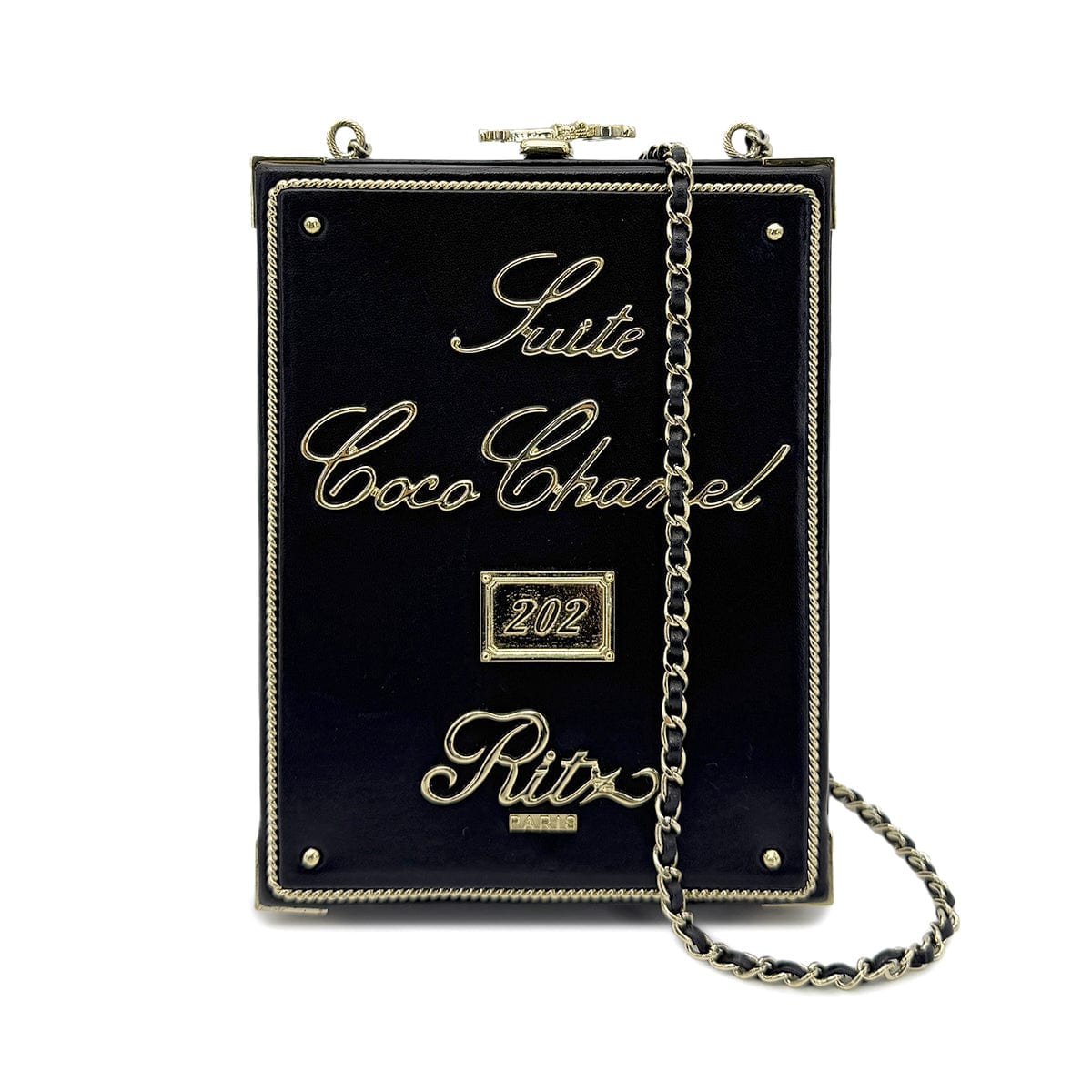 CHANEL ROOM CARD MINAUDIERE EVENING CHAIN SHOULDER BAG BLACK LAMB SKIN 90268328