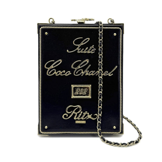 CHANEL ROOM CARD MINAUDIERE EVENING CHAIN SHOULDER BAG BLACK LAMB SKIN 90268328