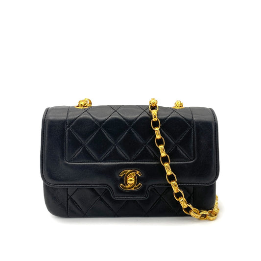 CHANEL VINTAGE BIJOU CHAIN SHOULDER BAG BLACK LAMB SKIN 90262331