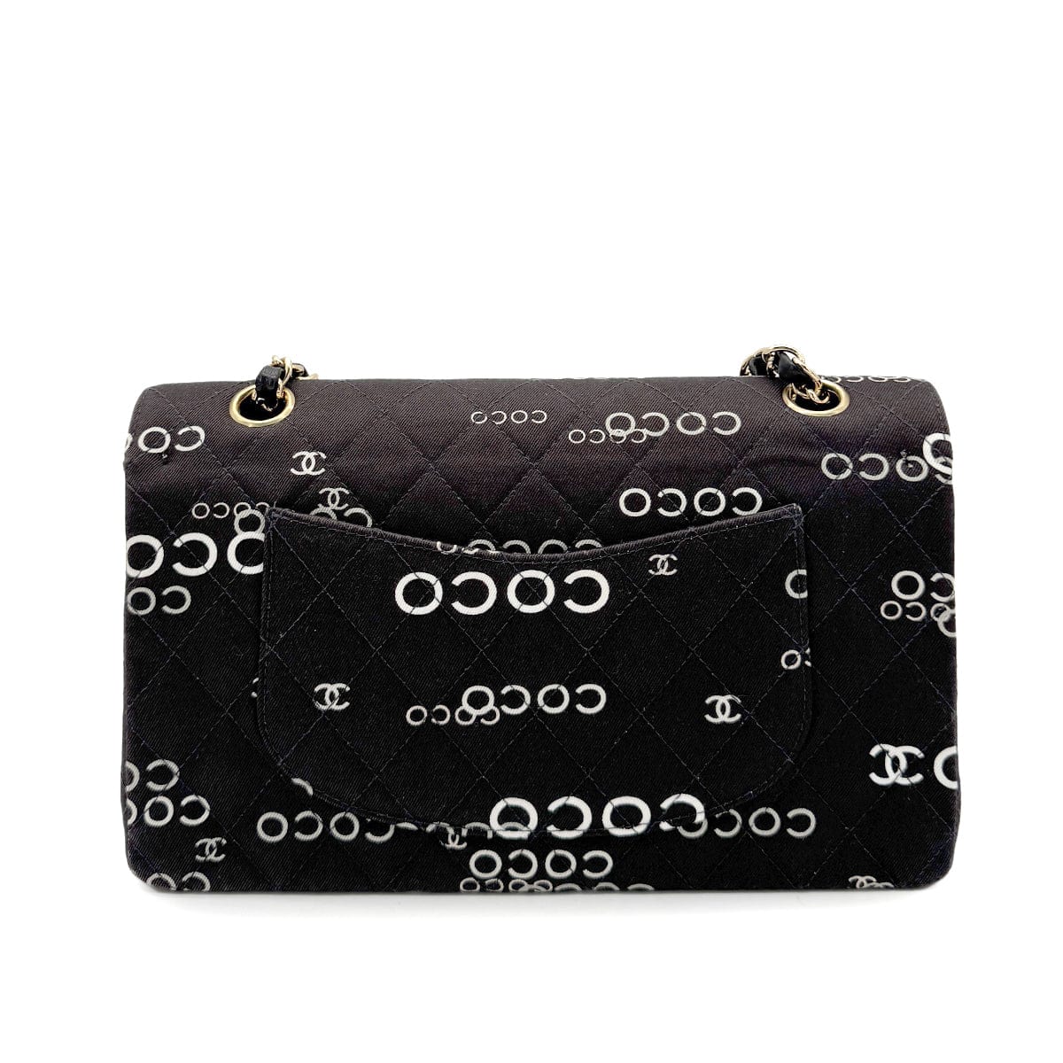 CHANEL VINTAGE CLASSIC FLAP MEDIUM CHAIN SHOULDER BAG BLACK CANVAS 90269266