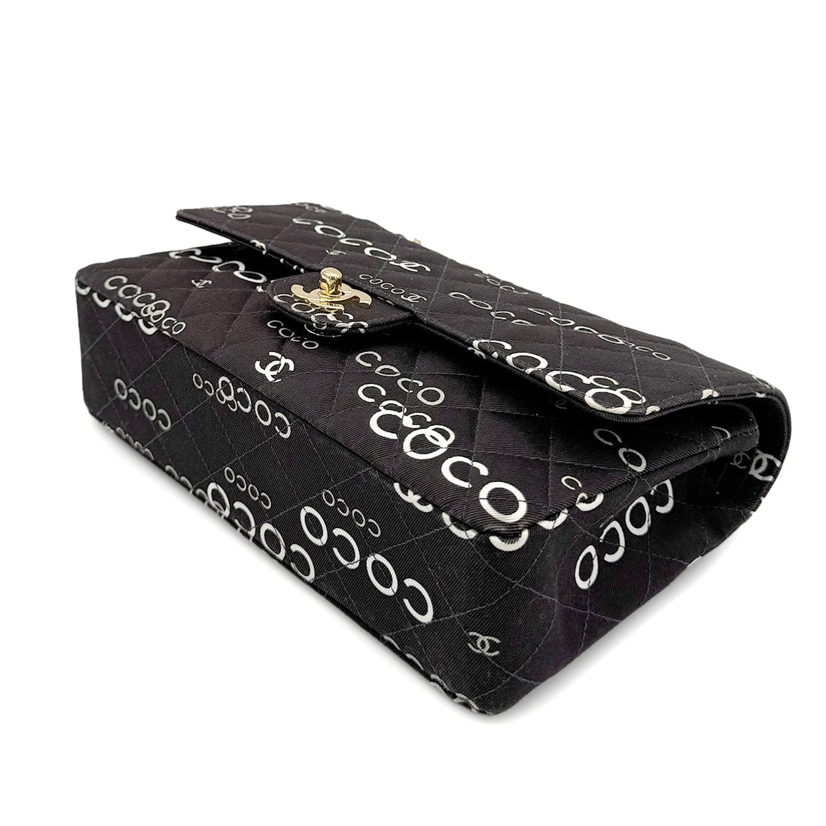 CHANEL VINTAGE CLASSIC FLAP MEDIUM CHAIN SHOULDER BAG BLACK CANVAS 90269266