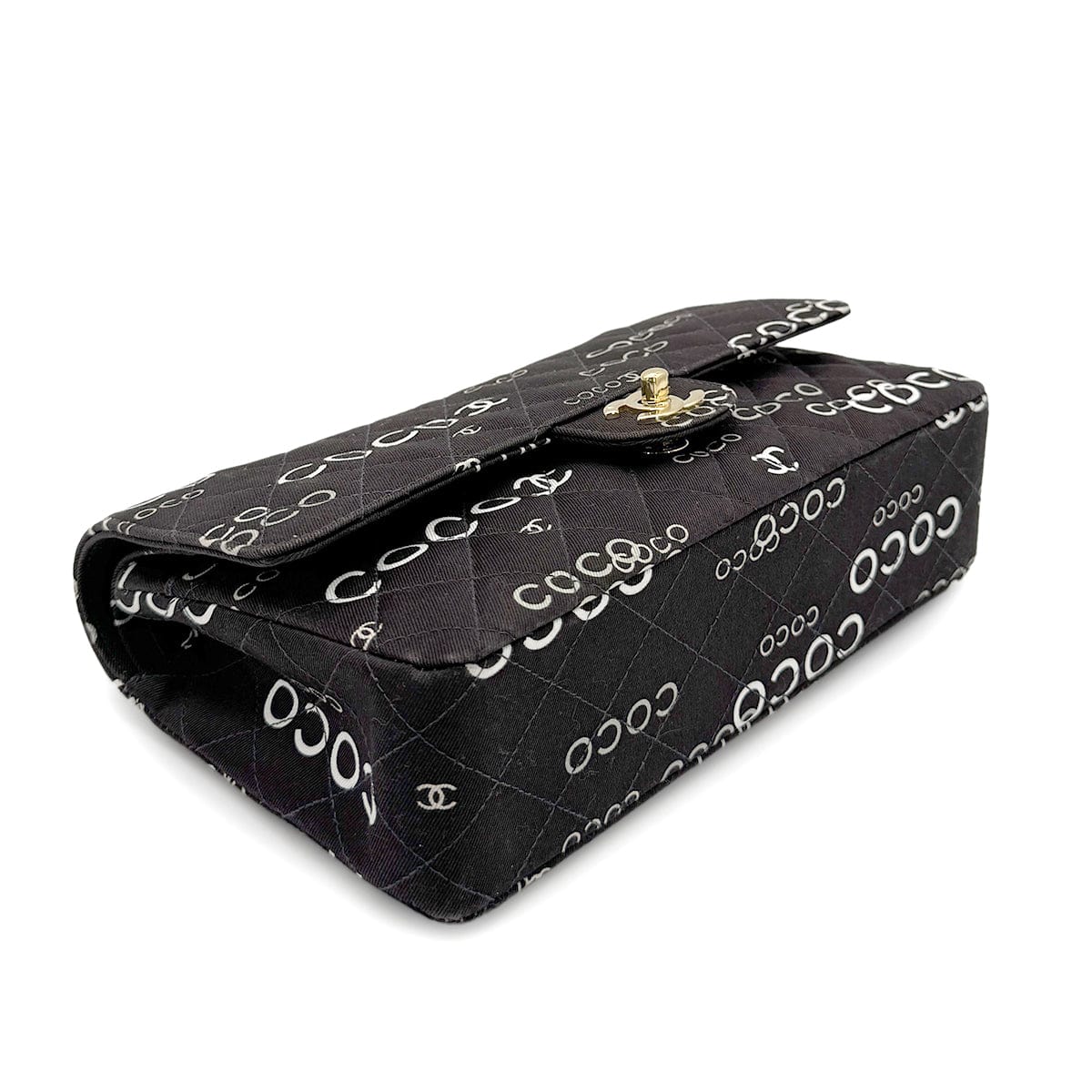 CHANEL VINTAGE CLASSIC FLAP MEDIUM CHAIN SHOULDER BAG BLACK CANVAS 90269266