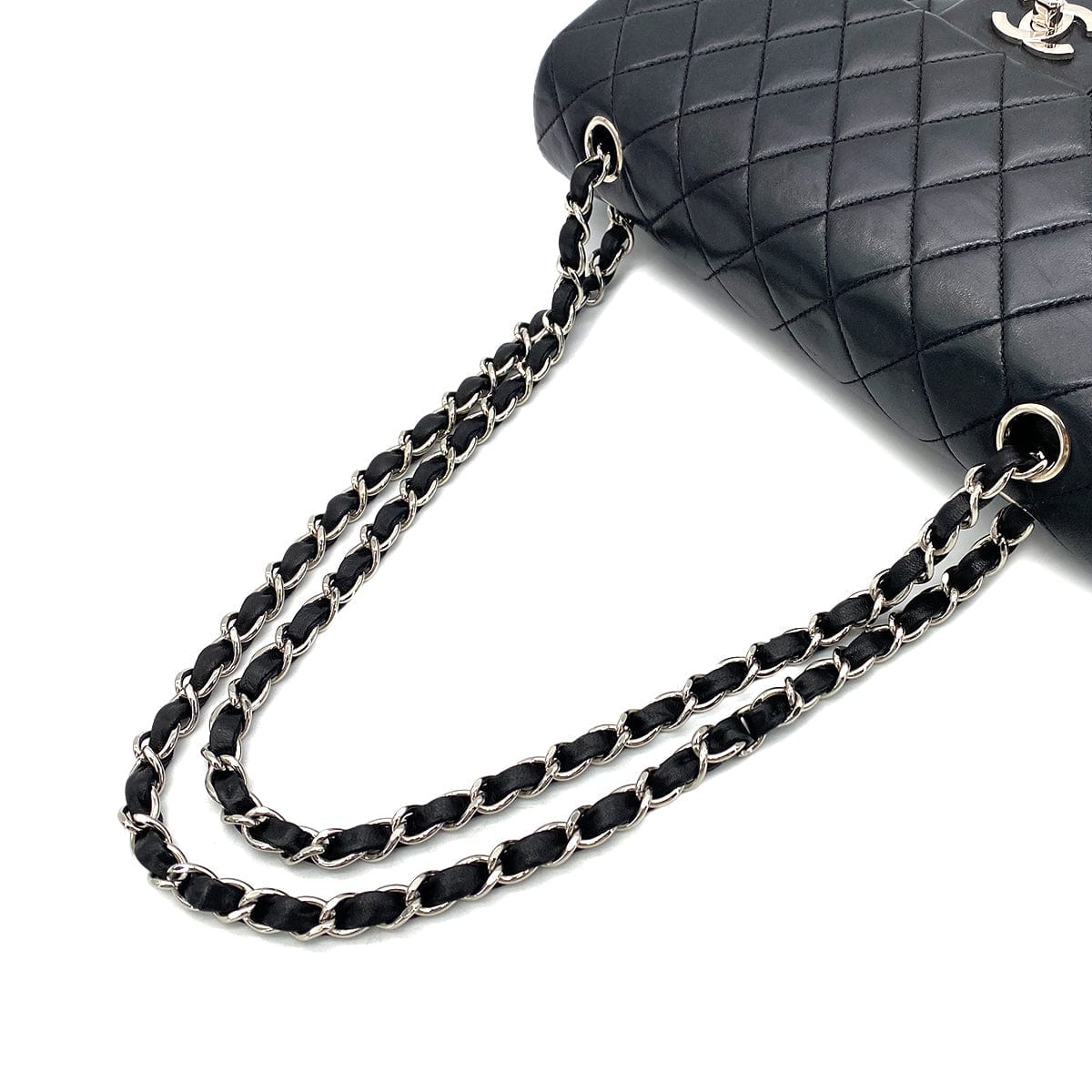 CHANEL VINTAGE CLASSIC FLAP MEDIUM CHAIN SHOULDER BAG BLACK LAMB SKIN 90268898