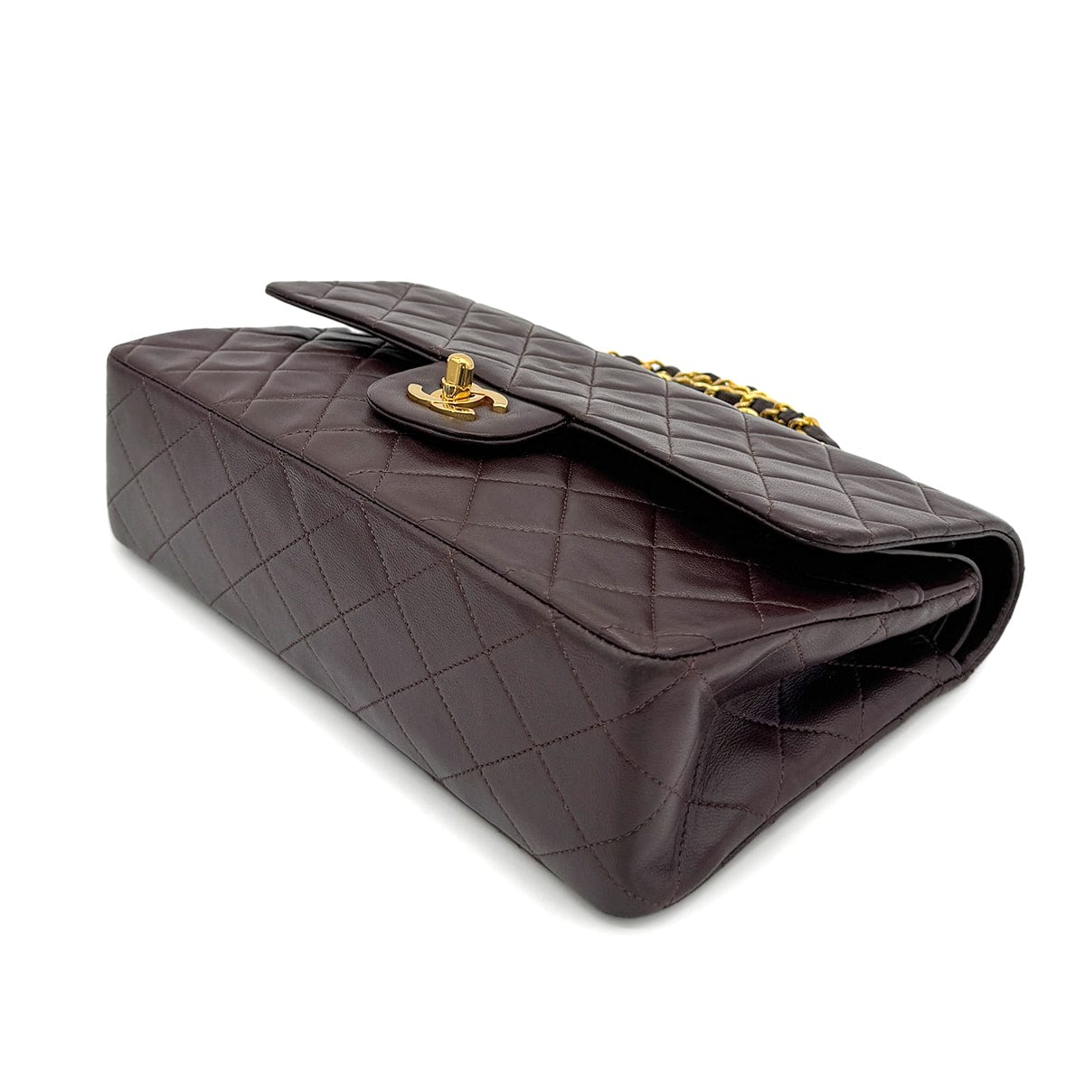 CHANEL VINTAGE CLASSIC FLAP MEDIUM CHAIN SHOULDER BAG BROWN LAMB SKIN 90269070