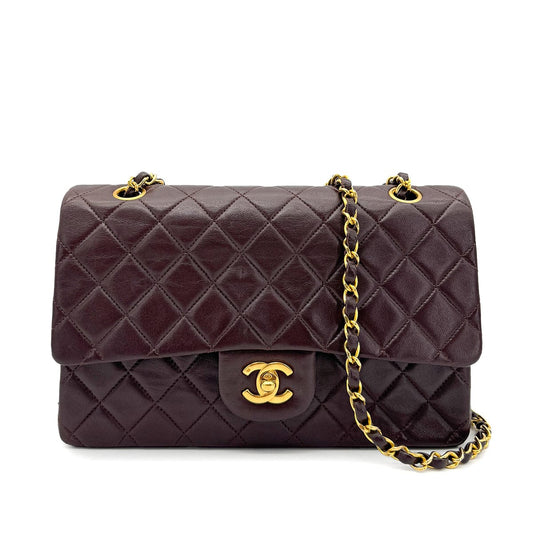 CHANEL VINTAGE CLASSIC FLAP MEDIUM CHAIN SHOULDER BAG BROWN LAMB SKIN 90269070