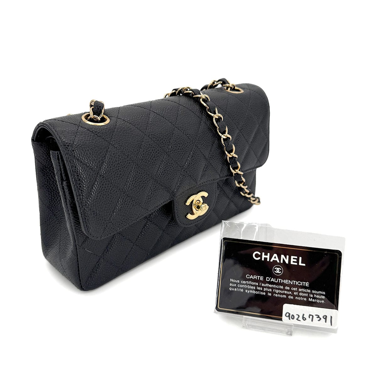 CHANEL VINTAGE CLASSIC FLAP SMALL BLACK CAVIAR SKIN 90267391