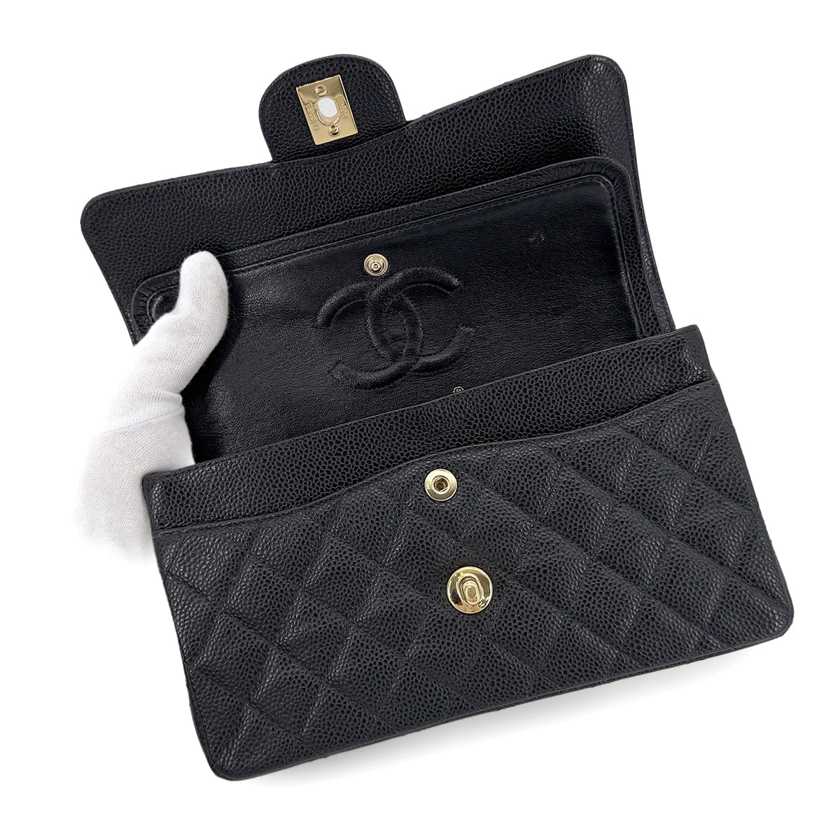 CHANEL VINTAGE CLASSIC FLAP SMALL BLACK CAVIAR SKIN 90267391