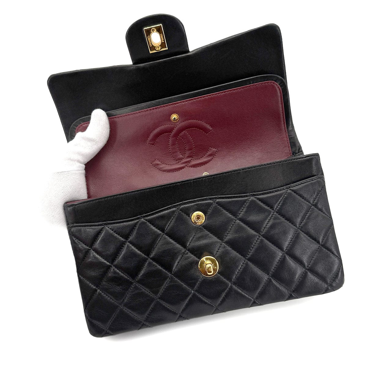CHANEL VINTAGE CLASSIC FLAP SMALL CHAIN SHOULDER BAG BLACK LAMB SKIN 90268871