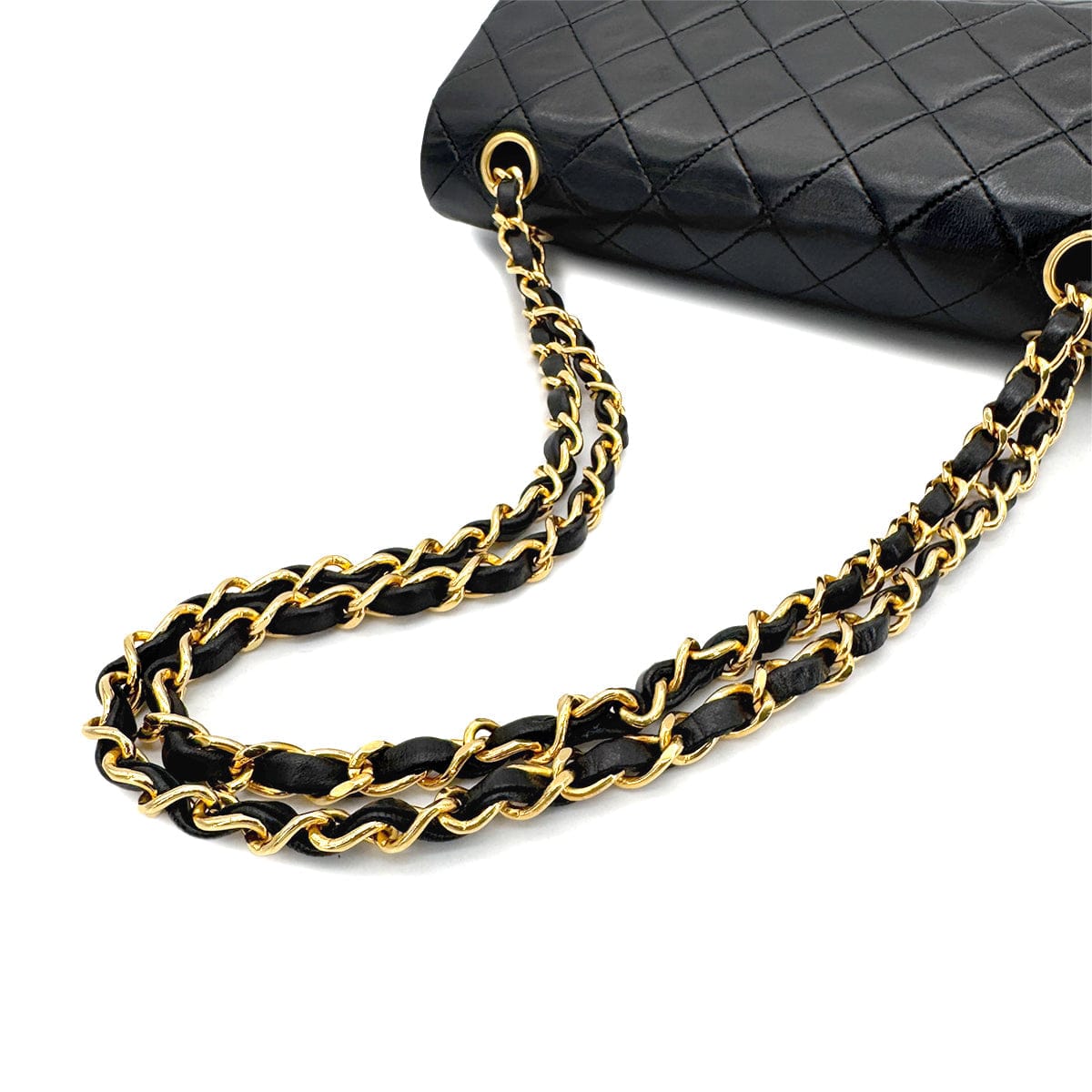 CHANEL VINTAGE CLASSIC FLAP SMALL CHAIN SHOULDER BAG BLACK LAMB SKIN 90268871