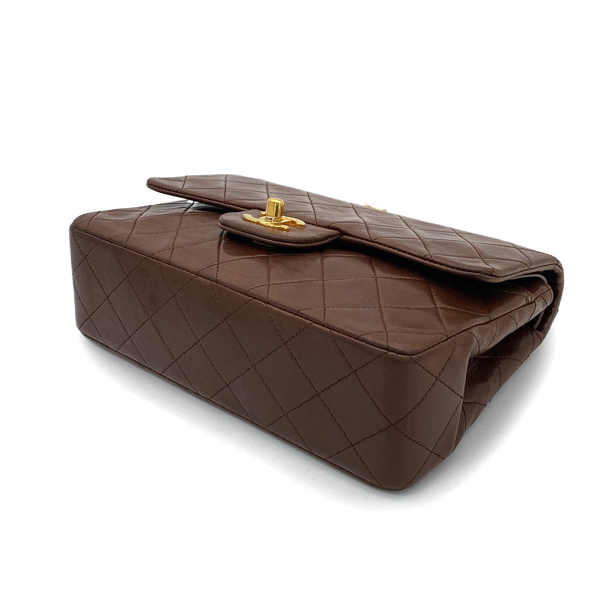 CHANEL VINTAGE CLASSIC FLAP SMALL CHAIN SHOULDER BAG BROWN LAMB SKIN 90260138