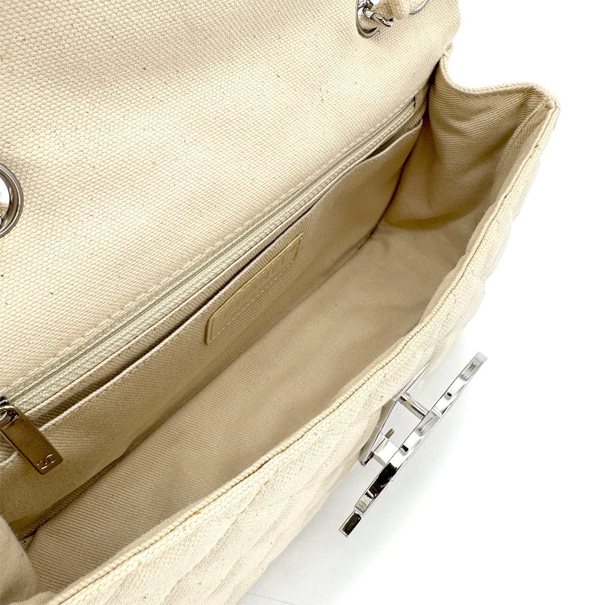 CHANEL VINTAGE CRUISELINE CHAIN SHOULDER BAG BEIGE CANVAS 90267380