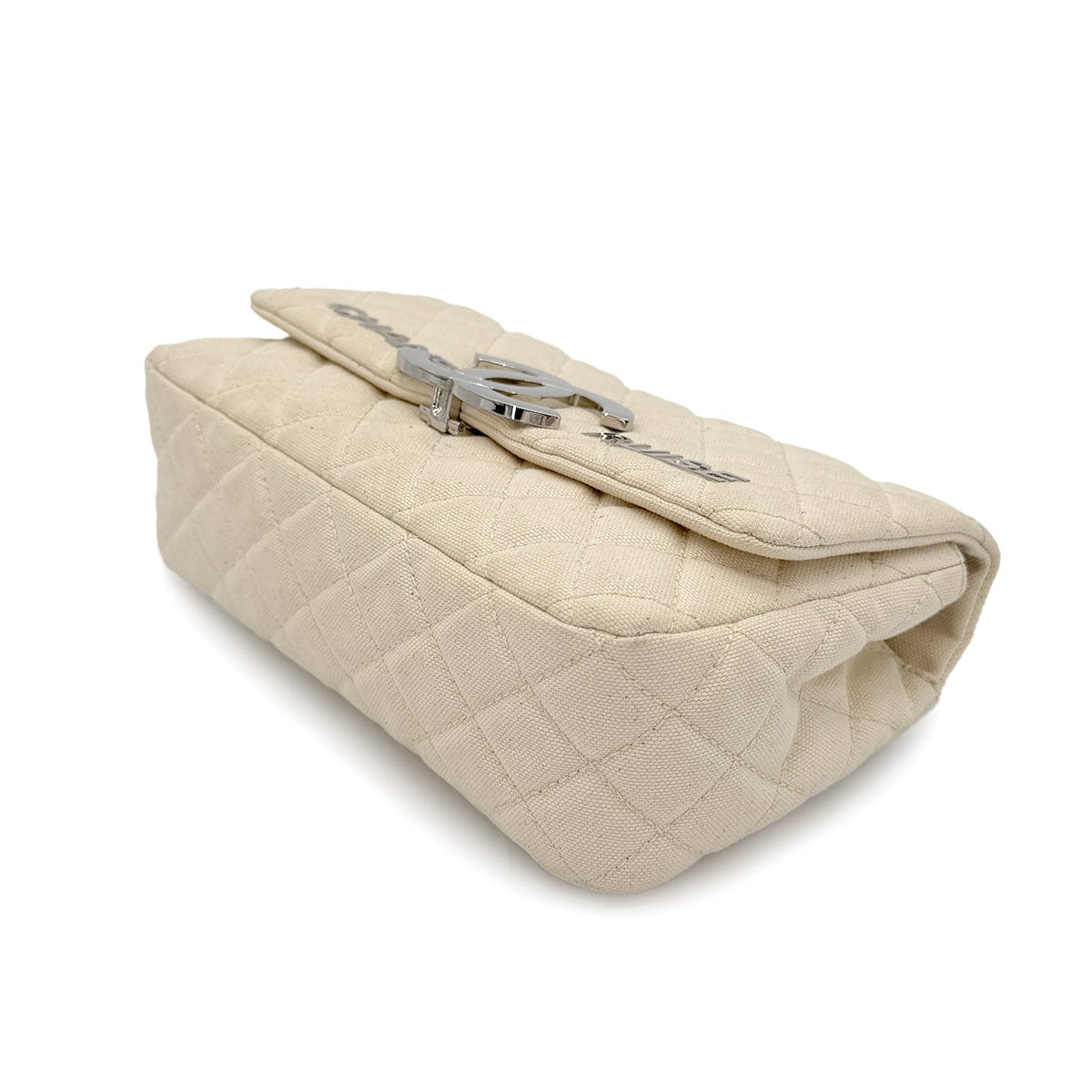 CHANEL VINTAGE CRUISELINE CHAIN SHOULDER BAG BEIGE CANVAS 90267380