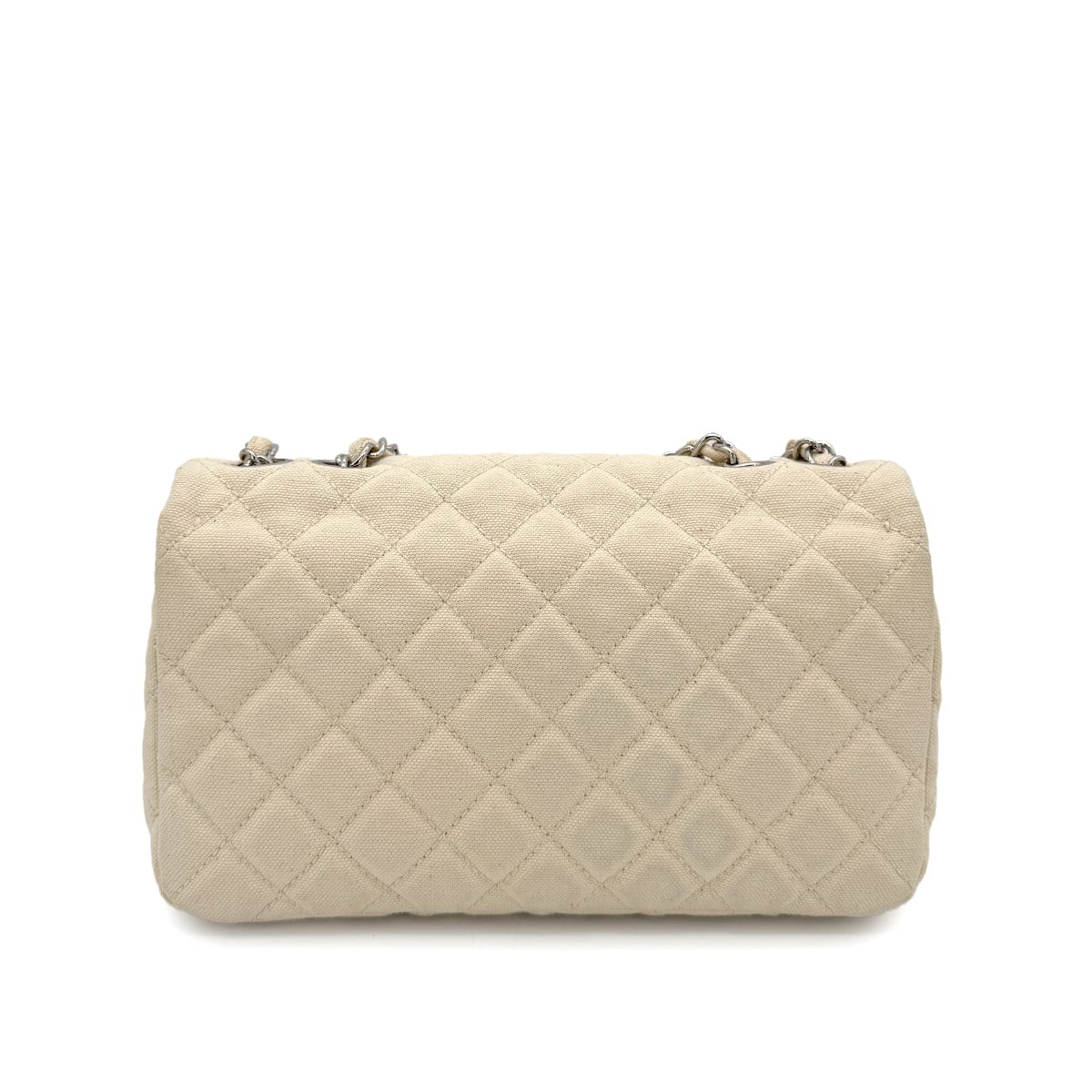 CHANEL VINTAGE CRUISELINE CHAIN SHOULDER BAG BEIGE CANVAS 90267380