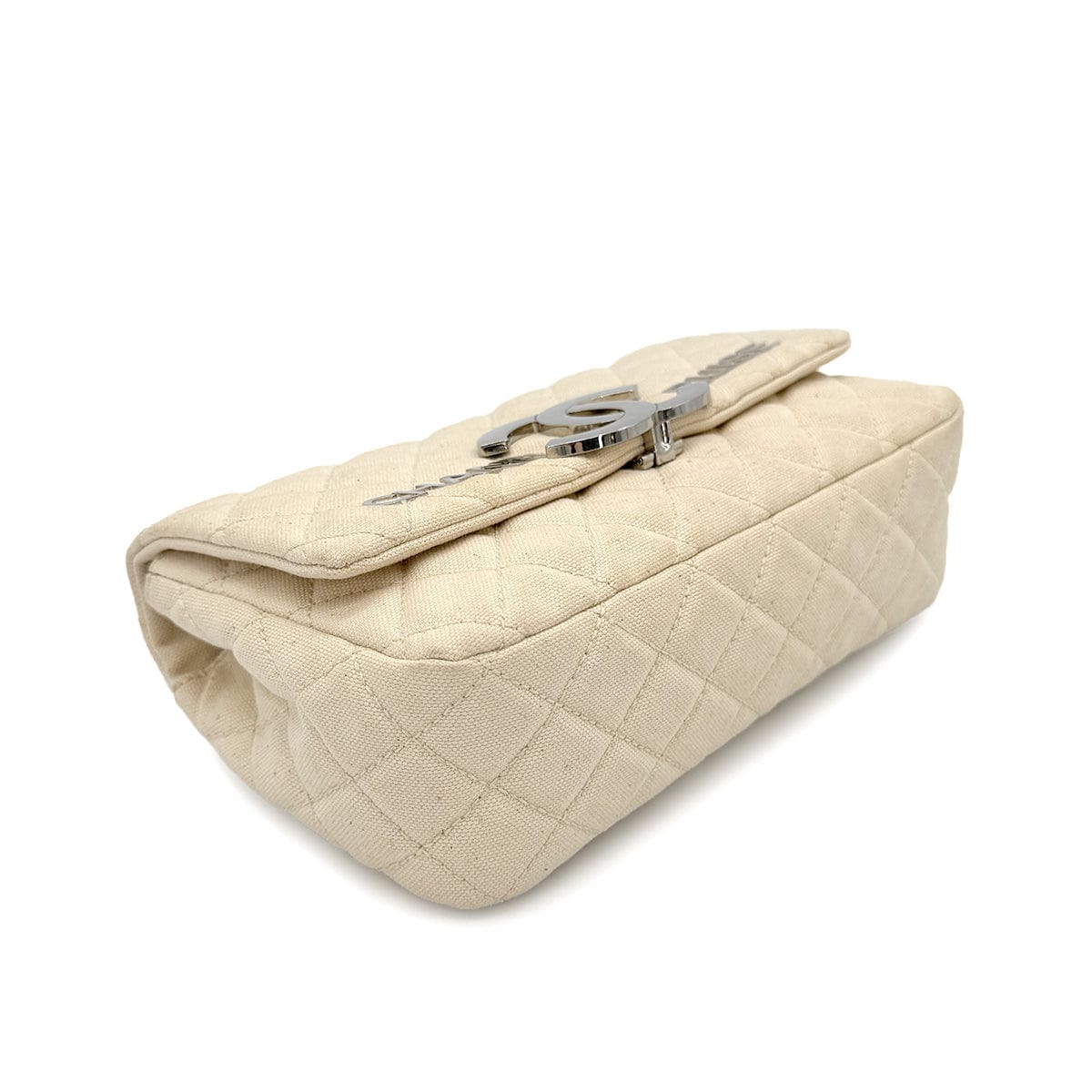 CHANEL VINTAGE CRUISELINE CHAIN SHOULDER BAG BEIGE CANVAS 90267380