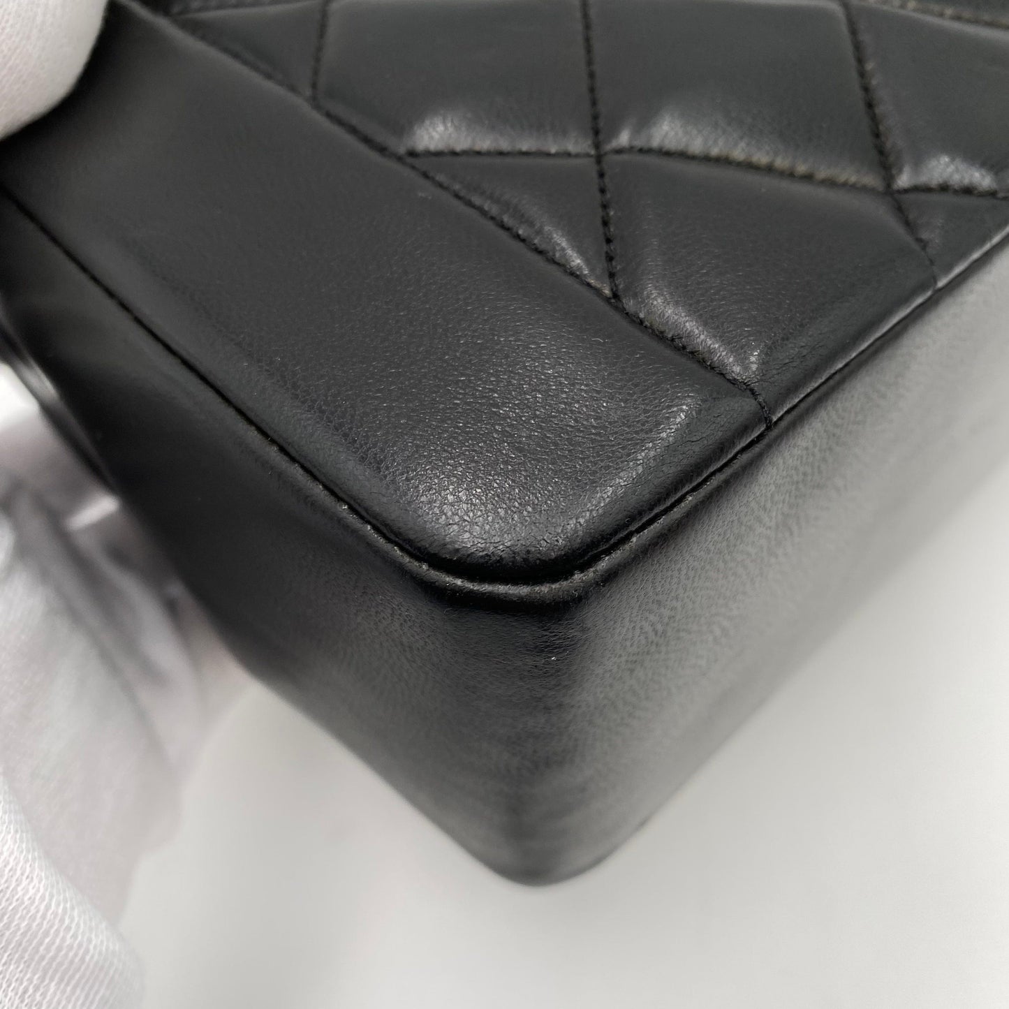 CHANEL VINTAGE DIANA MEDIUM CHAIN SHOULDER BAG BLACK LAMB SKIN 90220274